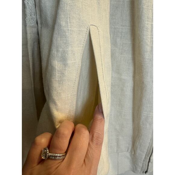 Al Wissam Jean Denim Culture Bomber Jacket Mens L Bone Linen Cotton Embroidered - Picture 12 of 16